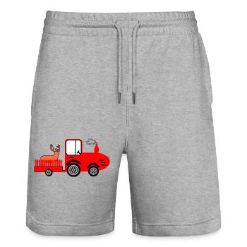 Tracteur - Short de jogging bio TRAINER Stanley/Stella unisexe - gris chiné - Devant - Nik (191cm) & Marisol (170cm)