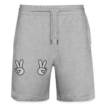 2 Mains de la Paix - Short de jogging bio TRAINER Stanley/Stella unisexe - gris chiné - Devant - Nik (191cm) & Marisol (170cm)