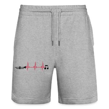Pulse Trumpet Instrument - Stanley/Stella Trainer Unisex Organic Jogging Shorts - heather grey - Front - Nik (191cm) & Marisol (170cm)