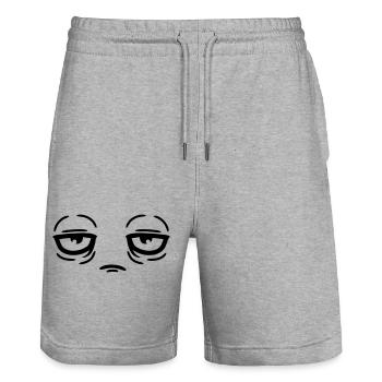 Tired funny face - Stanley/Stella Trainer Unisex Organic Jogging Shorts - heather grey - Front - Nik (191cm) & Marisol (170cm)