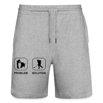 Eishockey Wintersport Eishockeyteam Geschenk - Stanley/Stella Unisex Bio Joggingshorts Trainer  - Grau meliert - Vorne - Nik (191cm) & Marisol (170cm)