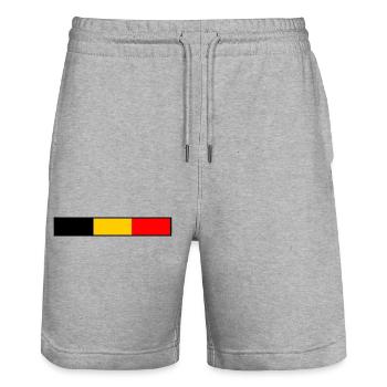 Belgium - Stanley/Stella Trainer Unisex Organic Jogging Shorts - heather grey - Front - Nik (191cm) & Marisol (170cm)
