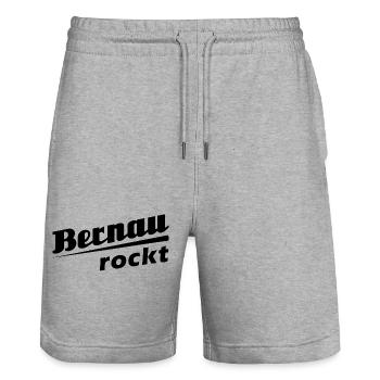 Bernau rockt - Textdesign mit Stadtnamen - Stanley/Stella Unisex Bio Joggingshorts Trainer  - Grau meliert - Vorne - Nik (191cm) & Marisol (170cm)