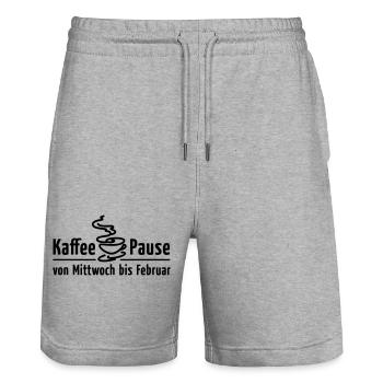 Kaffeepause Mittwoch bis Februar Büro-Humor Satire - Stanley/Stella Unisex Bio Joggingshorts Trainer  - Grau meliert - Vorne - Nik (191cm) & Marisol (170cm)