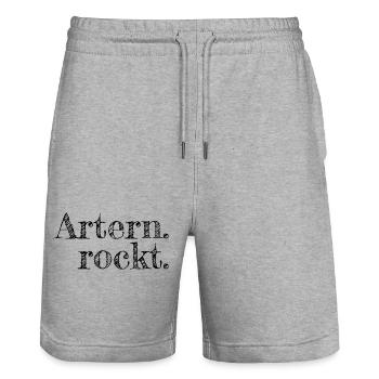 Artern rockt - Textdesign mit Stadtnamen - Stanley/Stella Unisex Bio Joggingshorts Trainer  - Grau meliert - Vorne - Nik (191cm) & Marisol (170cm)