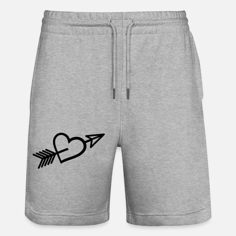 Verliebt Pfeil durch Herz - Stanley/Stella Unisex Bio Joggingshorts Trainer  - Grau meliert