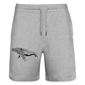Wal Vintage Meerestier - protect against plastic - Stanley/Stella Unisex Bio Joggingshorts Trainer  - Grau meliert - Vorne - Nik (191cm) & Marisol (170cm)