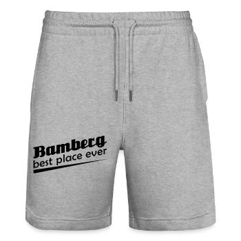 Bamberg - Stadt best place ever - Stanley/Stella Unisex Bio Joggingshorts Trainer  - Grau meliert - Vorne - Nik (191cm) & Marisol (170cm)