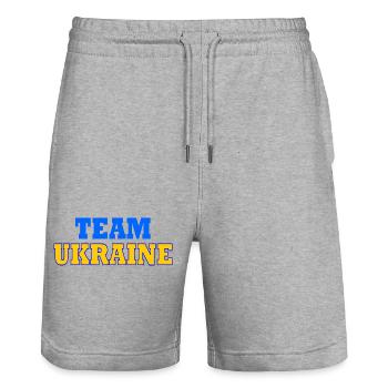 Team ukraine - Short de jogging bio TRAINER Stanley/Stella unisexe - gris chiné - Devant - Nik (191cm) & Marisol (170cm)