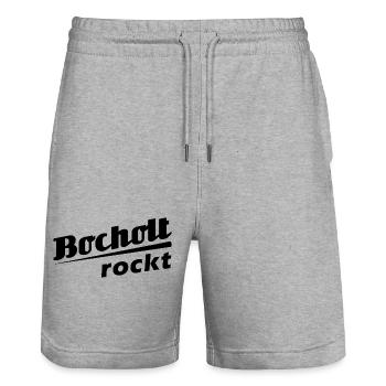Bocholt rockt - Textdesign mit Stadtnamen - Stanley/Stella Unisex Bio Joggingshorts Trainer  - Grau meliert - Vorne - Nik (191cm) & Marisol (170cm)