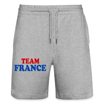 France - Stanley/Stella Trainer Unisex Organic Jogging Shorts - heather grey - Front - Nik (191cm) & Marisol (170cm)