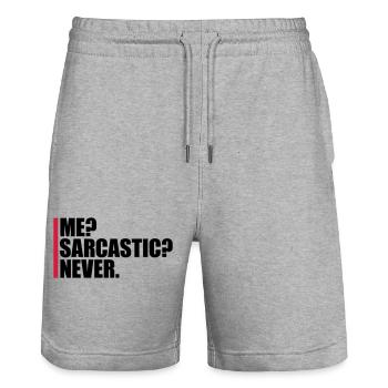 me sarcastic never Zitat - Stanley/Stella Unisex Bio Joggingshorts Trainer  - Grau meliert - Vorne - Nik (191cm) & Marisol (170cm)