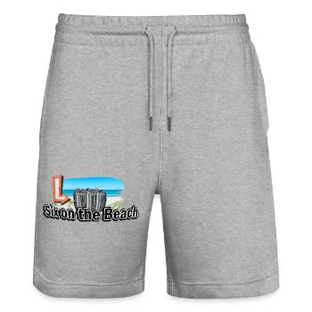 Six on the Beach Wortspiel Sex Party Bier Sixpack - Stanley/Stella Unisex Bio Joggingshorts Trainer  - Grau meliert - Vorne - Nik (191cm) & Marisol (170cm)