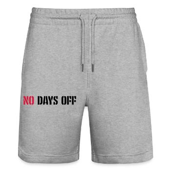 no days off quote - Stanley/Stella Trainer Unisex Organic Jogging Shorts - heather grey - Front - Nik (191cm) & Marisol (170cm)
