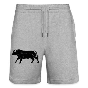 Bull Bovine Art Silhouette Wild Animal Lover - Stanley/Stella Trainer Unisex Organic Jogging Shorts - heather grey - Front - Nik (191cm) & Marisol (170cm)