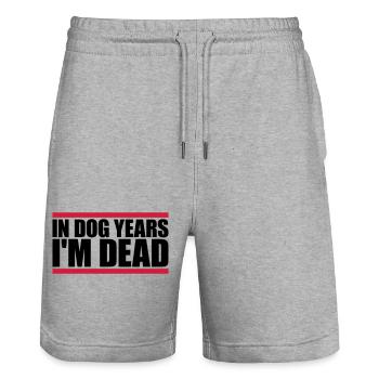 in dog years Dead - Stanley/Stella Trainer Unisex Organic Jogging Shorts - heather grey - Front - Nik (191cm) & Marisol (170cm)