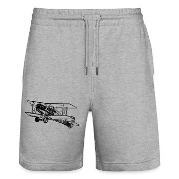 Flying Biplane Box Vintage Illustration - Short de jogging bio TRAINER Stanley/Stella unisexe - gris chiné - Devant - Nik (191cm) & Marisol (170cm)