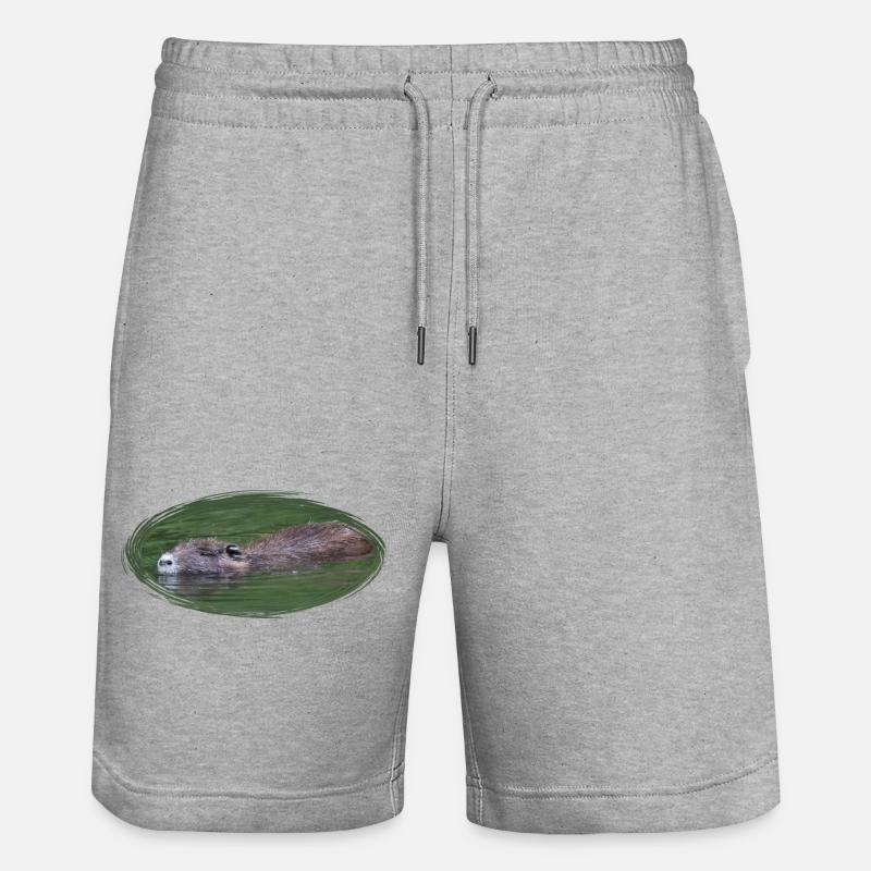 Nutria Biber Biberratte Wasserratte - Stanley/Stella Unisex Bio Joggingshorts Trainer - Grau meliert