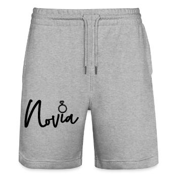 Novia Girlfriend Engagement Bridal Shower Wedding - Stanley/Stella Trainer Unisex Organic Jogging Shorts - heather grey - Front - Nik (191cm) & Marisol (170cm)
