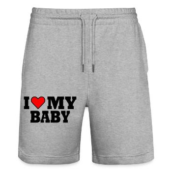I love my baby - Short de jogging bio TRAINER Stanley/Stella unisexe - gris chiné - Devant - Nik (191cm) & Marisol (170cm)