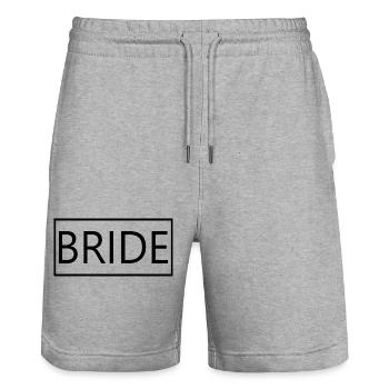 Bride Matching Couple Engagement Wedding Honeymoon - Stanley/Stella Trainer Unisex Organic Jogging Shorts - heather grey - Front - Nik (191cm) & Marisol (170cm)