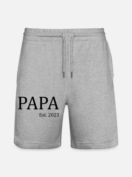 Papa est. 2023 - Stanley/Stella Unisex Bio Joggingshorts Trainer - Grau meliert
