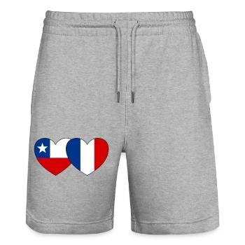 Chili France Flag Coeur - Short de jogging bio TRAINER Stanley/Stella unisexe - gris chiné - Devant - Nik (191cm) & Marisol (170cm)