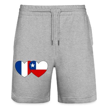 Frankreich Chile Flagge Herz - Stanley/Stella Unisex Bio Joggingshorts Trainer  - Grau meliert - Vorne - Nik (191cm) & Marisol (170cm)