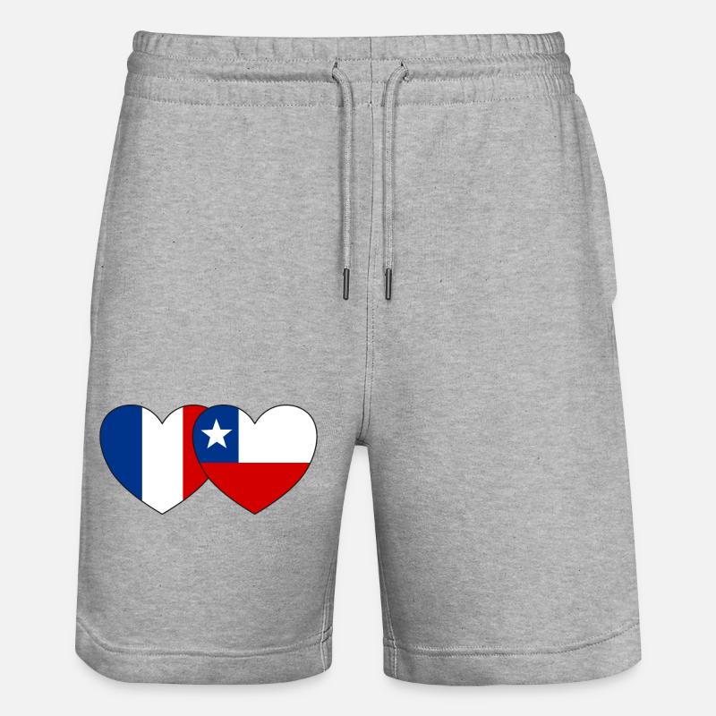 France Chili Flag Coeur - Short de jogging bio TRAINER Stanley/Stella unisexe - gris chiné