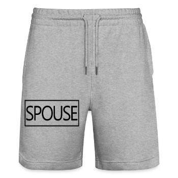 Spouse Matching Couple Men & Women Wedding Day - Stanley/Stella Trainer Unisex Organic Jogging Shorts - heather grey - Front - Nik (191cm) & Marisol (170cm)