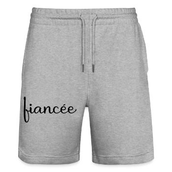Fiancée Fiancée Fiançailles Mariage Lune de Miel - Short de jogging bio TRAINER Stanley/Stella unisexe - gris chiné - Devant - Nik (191cm) & Marisol (170cm)