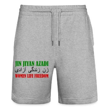 Women life freedom - Stanley/Stella Unisex Bio Joggingshorts Trainer  - Grau meliert - Vorne - Nik (191cm) & Marisol (170cm)