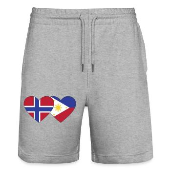 Norvège Philippines Drapeau Coeur - Short de jogging bio TRAINER Stanley/Stella unisexe - gris chiné - Devant - Nik (191cm) & Marisol (170cm)
