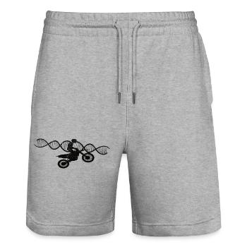Motorrad Mofa Motorcross Geschenk Motorradfahrer - Stanley/Stella Unisex Bio Joggingshorts Trainer  - Grau meliert - Vorne - Nik (191cm) & Marisol (170cm)