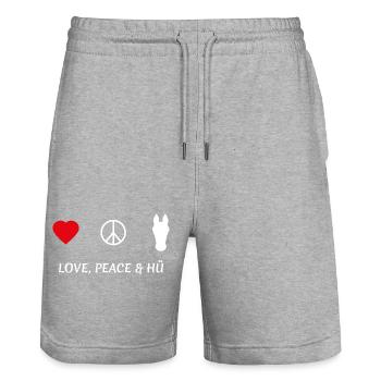 LOVE PEACE & HÜ - Stanley/Stella Unisex Bio Joggingshorts Trainer  - Grau meliert - Vorne - Nik (191cm) & Marisol (170cm)
