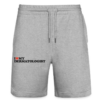 I love my Dermatologist Heart Shirt - Stanley/Stella Trainer Unisex Organic Jogging Shorts - heather grey - Front - Nik (191cm) & Marisol (170cm)