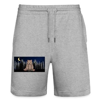 Wilderness Forest Starry Sky Brown Bear Bear Bears - Stanley/Stella Trainer Unisex Organic Jogging Shorts - heather grey - Front - Nik (191cm) & Marisol (170cm)