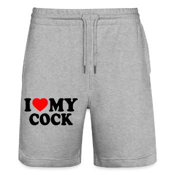 I love my cock - Stanley/Stella Unisex Bio Joggingshorts Trainer  - Grau meliert - Vorne - Nik (191cm) & Marisol (170cm)