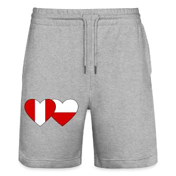 Pérou Pologne Cœur Drapeau - Short de jogging bio TRAINER Stanley/Stella unisexe - gris chiné - Devant - Nik (191cm) & Marisol (170cm)