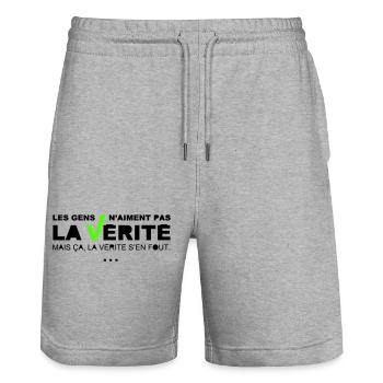Vérité - Short de jogging bio TRAINER Stanley/Stella unisexe - gris chiné - Devant - Nik (191cm) & Marisol (170cm)