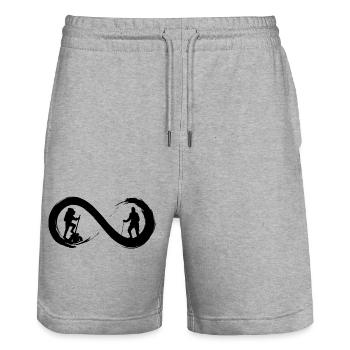 Hiking to infinity - Stanley/Stella Trainer Unisex Organic Jogging Shorts - heather grey - Front - Nik (191cm) & Marisol (170cm)