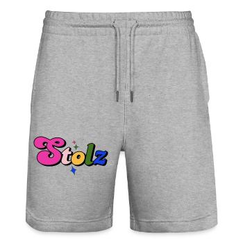STOLZ PRIDE LGBTQ+ SLOGAN - Stanley/Stella Unisex Bio Joggingshorts Trainer  - Grau meliert - Vorne - Nik (191cm) & Marisol (170cm)
