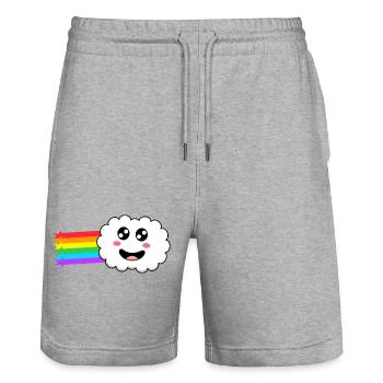 Wolke mit Regenbogen im Schlepptau - Stanley/Stella Unisex Bio Joggingshorts Trainer  - Grau meliert - Vorne - Nik (191cm) & Marisol (170cm)