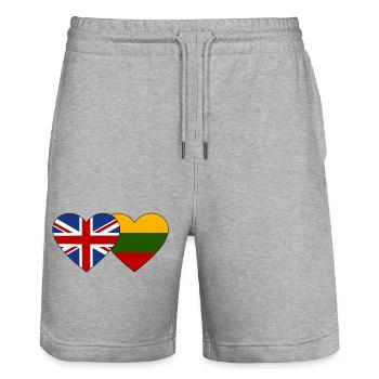 Great Britain Lithuania Flag Heart - Stanley/Stella Trainer Unisex Organic Jogging Shorts - heather grey - Front - Nik (191cm) & Marisol (170cm)
