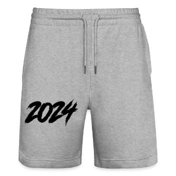 2024 - Short de jogging bio TRAINER Stanley/Stella unisexe - gris chiné - Devant - Nik (191cm) & Marisol (170cm)