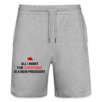 Alles, was ich mir zu Weihnachten wünsche, ist ein neuer Präsident - Stanley/Stella Unisex Bio Joggingshorts Trainer  - Grau meliert - Vorne - Nik (191cm) & Marisol (170cm)