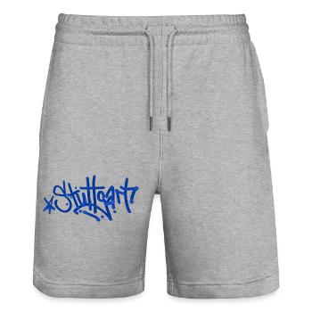 Stuttgart - Tag Grafitti Schriftzug BLAU - Stanley/Stella Unisex Bio Joggingshorts Trainer  - Grau meliert - Vorne - Nik (191cm) & Marisol (170cm)