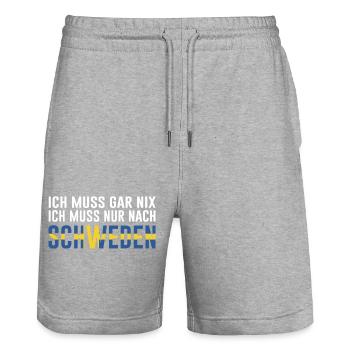Schweden lustiger Spruch Humor - Stanley/Stella Unisex Bio Joggingshorts Trainer  - Grau meliert - Vorne - Nik (191cm) & Marisol (170cm)