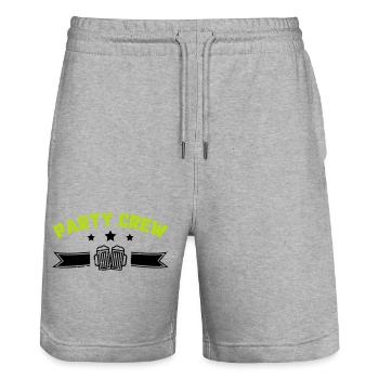 Party Crew - Stanley/Stella Trainer Unisex Organic Jogging Shorts - heather grey - Front - Nik (191cm) & Marisol (170cm)