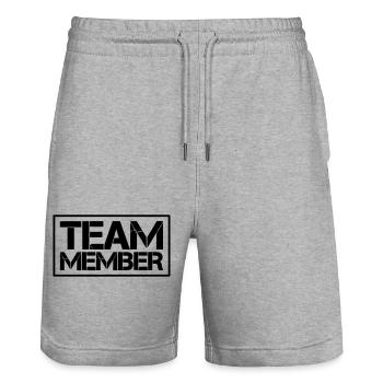 Team Member - Stanley/Stella Trainer Unisex Organic Jogging Shorts - heather grey - Front - Nik (191cm) & Marisol (170cm)